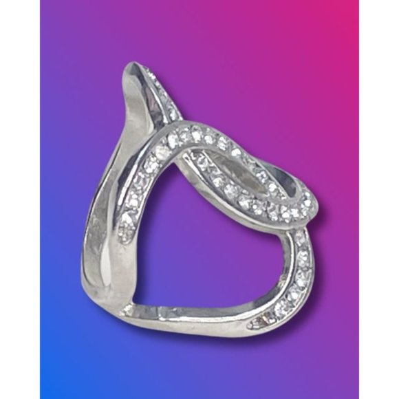 1/4 CT CZ Silver Crossover Open-Space Ring Size 7.5 with Bonus Free Silver Wave - Picture 6 of 13